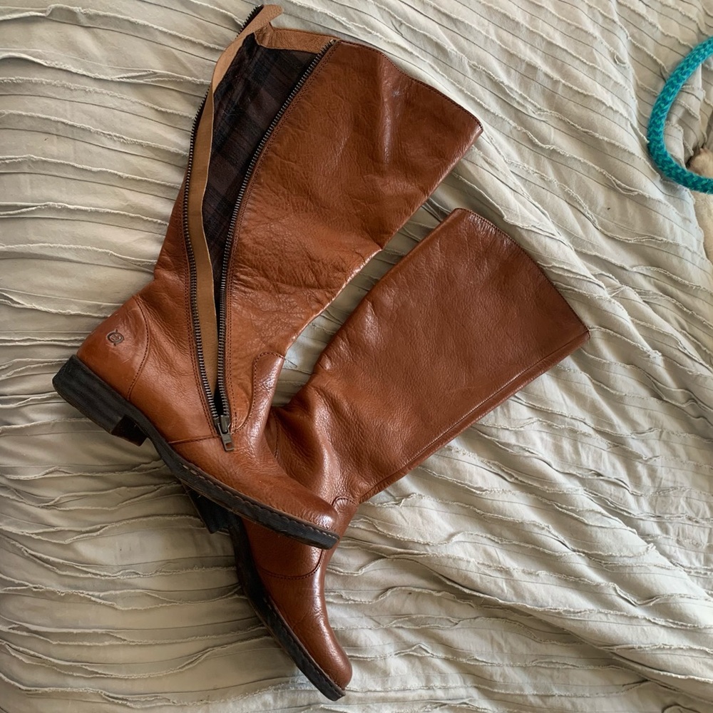 Burn leather riding boots